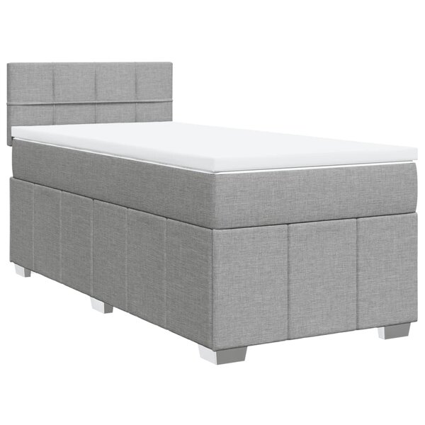 vidaXL Sommier à lattes de lit et matelas Gris clair 90x190 cm Tissu