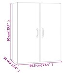 vidaXL Armoire suspendue Chêne fumé 69 5x34x90 cm Bois d'ingénierie