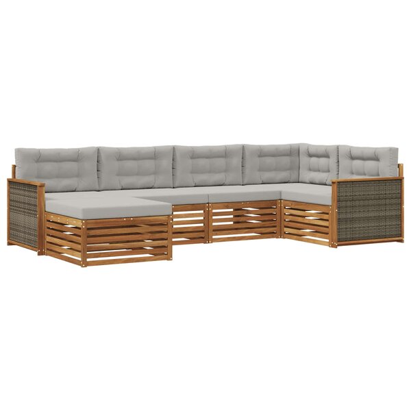vidaXL Ensemble de canapés d'extérieur 6 Pièces Naturel et gris clair