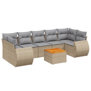 vidaXL Salon de jardin avec coussins 8 Pièces beige résine tressée