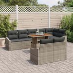 vidaXL Ensemble de canapé de jardin avec coussin 9 Pièces Gris et marron