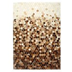 Vidaxl tapis à poils cuir véritable patchwork 80x150 cm marron/blanc