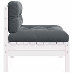 vidaXL Canapé 2 places de jardin et coussins Blanc Bois de pin solide