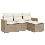 vidaXL Salon de jardin avec coussins 4 Pièces beige résine tressée