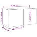 vidaXL Meuble TV mural avec lumières LED chêne fumé 80x35x41 cm