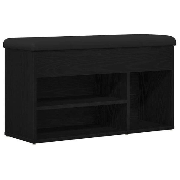 vidaXL Banc à chaussures Noir 80 x 30 x 45 cm Bois d'ingénierie