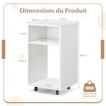 Classeur mobile classeur vertical roulant avec 2 etagères ouvertes support d'imprimante moderne sous le bureau avec roulettes verrouillables pour maison bureau blanc 20_0008289