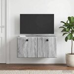 vidaXL Meuble TV mural 59 5 x 31 x 30 cm Sonoma gris Bois d'ingénierie