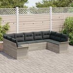 vidaXL Ensemble de canapé de jardin 9 Pièces Gris clair polyrotin