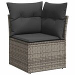 vidaXL Ensemble de canapé de jardin avec coussin 9 Pièces Gris Poly rotin