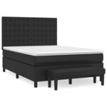 vidaXL Sommier à lattes de lit avec matelas Noir 140x200 cm Similicuir