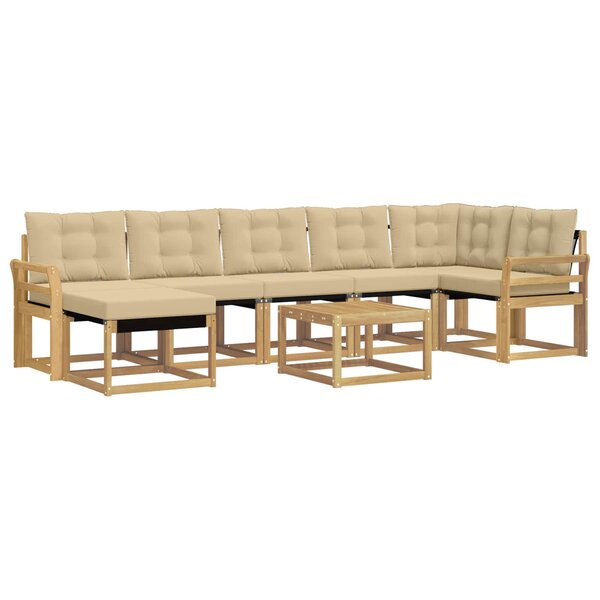 vidaXL Ensemble de canapés d'extérieur 8 pc Blanc et Beige