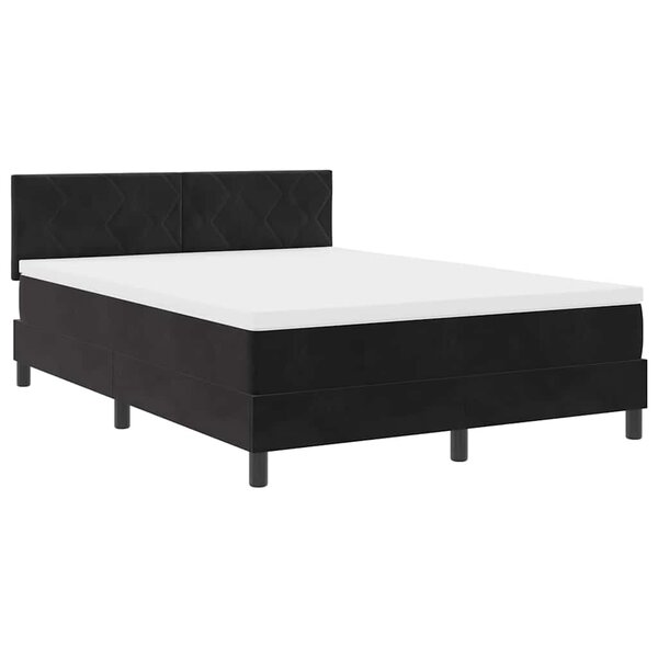 Lit à ressorts vidaXL avec matelas noir 140x200 cm en velours