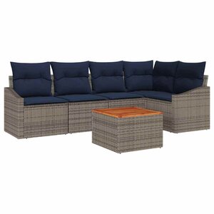 vidaXL Ensemble de canapé de jardin 6 Pièces Gris et bleu marine