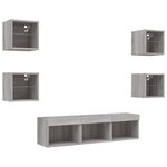 vidaXL Unités murales TV avec LED 7 Pièces gris sonoma bois d'ingénierie
