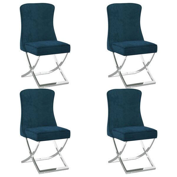 vidaXL Chaises à manger lot de 4 bleu 53x52x98 cm velours et inox