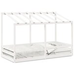 vidaXL Lit pour enfants avec toit blanc 90x200 cm bois massif de pin