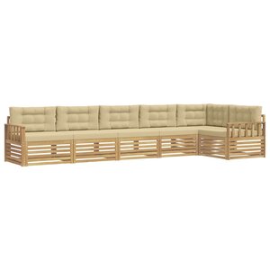 vidaXL Ensemble de canapés d'extérieur 6 pc Blanc et Beige Polyester