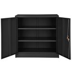Armoire de bureau verrouillable dotée de 2 étagères. meuble 3 niveaux noir 08_0000380