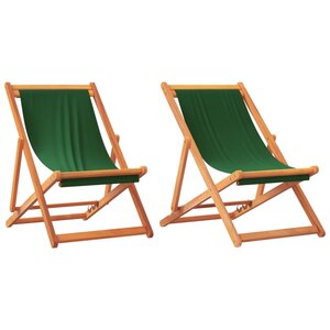 vidaXL Chaises de plage pliables lot de 2 vert tissu