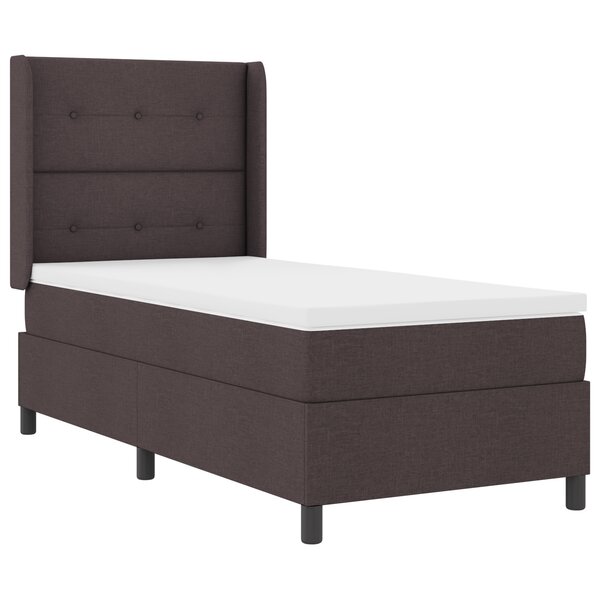 vidaXL Lit à ressorts avec matelas et LED marron foncé - 80 x 200 cm  tissu
