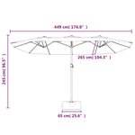 vidaXL Parasol de jardin à double tête avec LED bleu azuré 449x245 cm