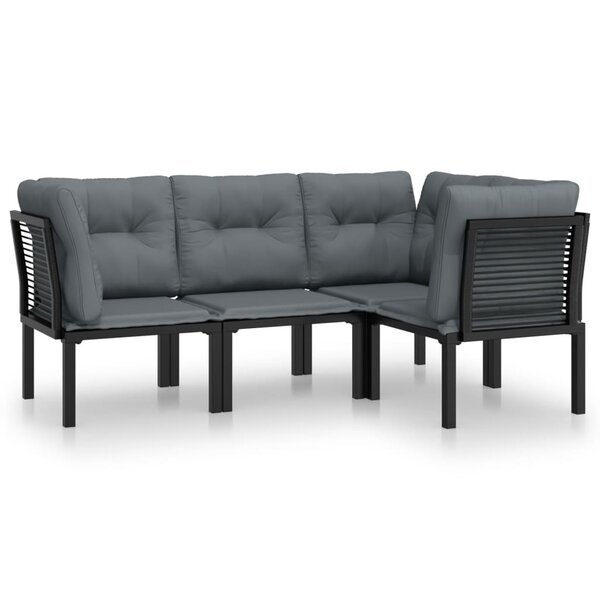 vidaXL Salon de jardin 4 Pièces noir et gris résine tressée