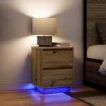 vidaXL Armoires de chevet lumières LED 2Pièces chêne artisanal 38x34x50cm