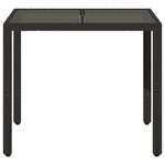 vidaXL Table de jardin dessus en verre Noir 90x90x75 cm Résine tressée