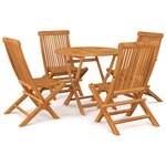 vidaXL Ensemble à manger de jardin 5 Pièces Bois de teck massif