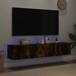 vidaXL Meubles TV muraux et lumières LED 2Pièces chêne fumé 80x35x31 cm