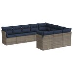 vidaXL Salon de jardin 10 Pièces avec coussins gris résine tressée