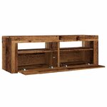 vidaXL Meuble TV avec lumières LED vieux bois bois d'ingénierie