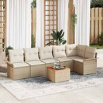 vidaXL Ensemble de canapé de jardin 7 Pièces Beige Poly rotin