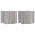 vidaXL Meubles TV muraux et lumières LED 2Pièces sonoma gris 30 5x35x30cm