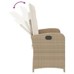 vidaXL Banc inclinable de jardin avec coussins beige résine tressée