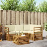 vidaXL Ensemble de canapés d'extérieur 5 pc Naturel et Crème Polyester