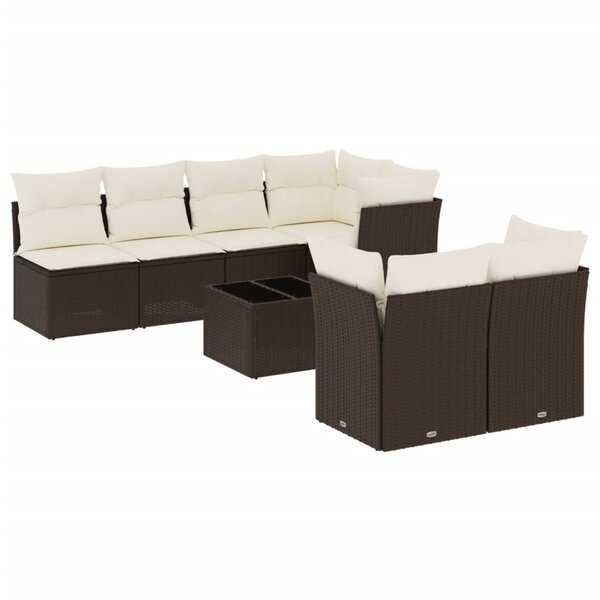vidaXL Salon de jardin 8 Pièces avec coussins marron résine tressée