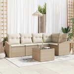 vidaXL Ensemble de canapé de jardin 6 Pièces Beige Poly rotin