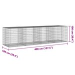 vidaXL Panier gabion avec couvercle 400x100x100 cm fer galvanisé