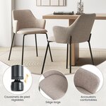 Ensemble de 2 chaises de salle à manger avec dossier courbé siège large & accoudoirs pour salon cuisine chambre beige 20_0008454