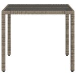 vidaXL Table de jardin dessus en verre Gris 90x90x75 cm Résine tressée