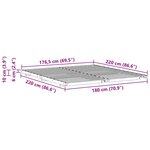 vidaXL Cadre de lit surélevé Marron cire 180 x 220 cm