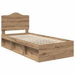 vidaXL Cadre de lit Chêne artisan 90 x 190 cm Pin massif