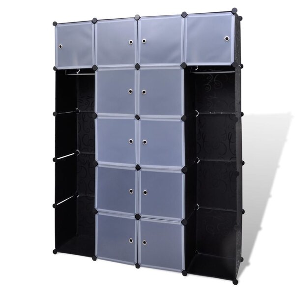 vidaXL Armoire modulaire 14 compartiments Noir et blanc 37x146x180 5cm