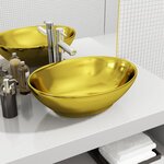 vidaXL Lavabo 40  x 33 x 13 5 cm Céramique Doré