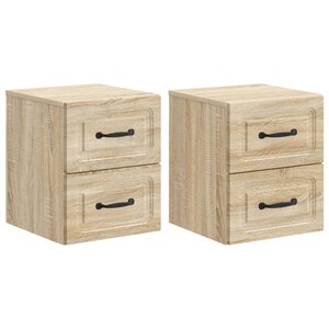 vidaXL Cabinet de chevet mural 2 Pièces Chêne Sonoma 34 5 x 33 x 40 cm