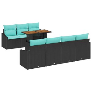 vidaXL Ensemble de salle à manger pour jardin 8 Pièces Noir et Sarcelle