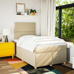 vidaXL Sommier à lattes de lit avec matelas crème 120x190 cm tissu
