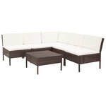 vidaXL Salon de jardin 6 Pièces avec coussins Résine tressée Marron